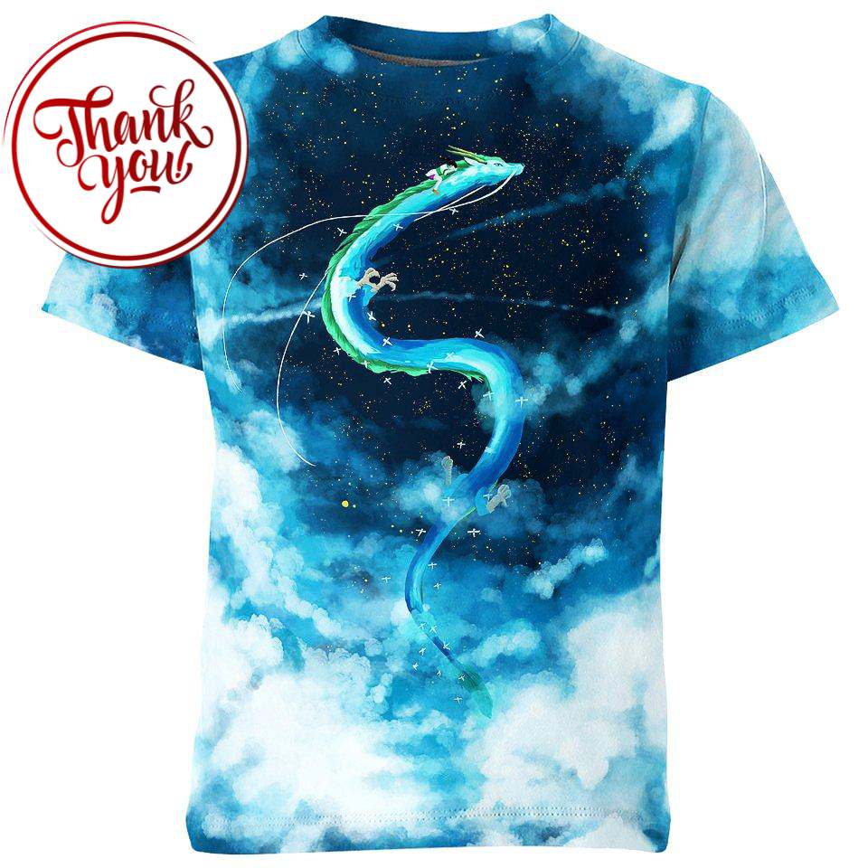 Soar With Haku Dragon Spirited Away 3D Print Unisex T-Shirt