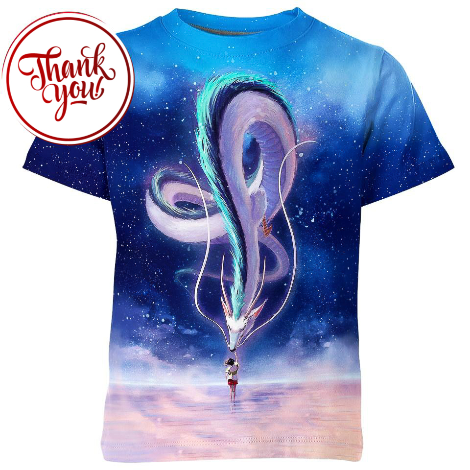 Haku & Chihiro Ogino Spirited Away 3D Print Unisex T-Shirt