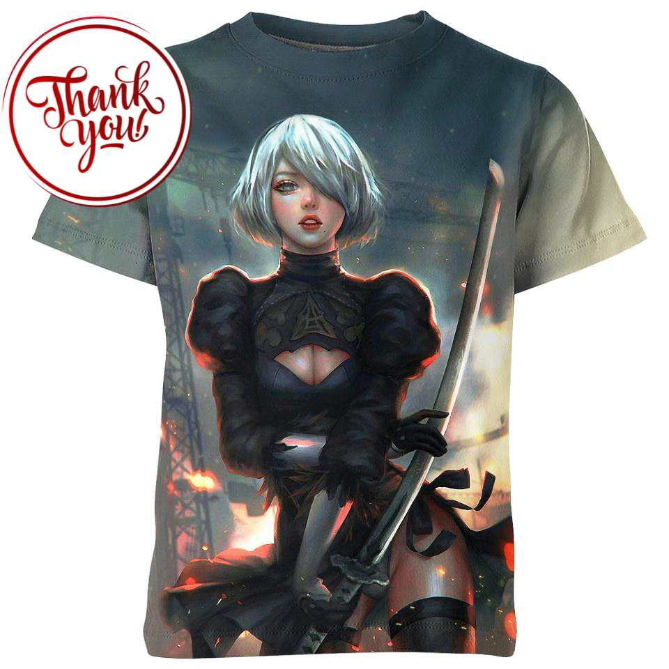 Nier Automata 2B Game 3D Print Unisex T-Shirt