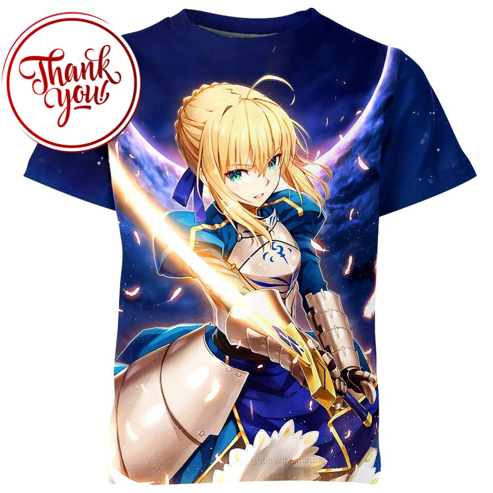 Saber Undefeated King - Fate Anime 3D Print Unisex T-Shirt