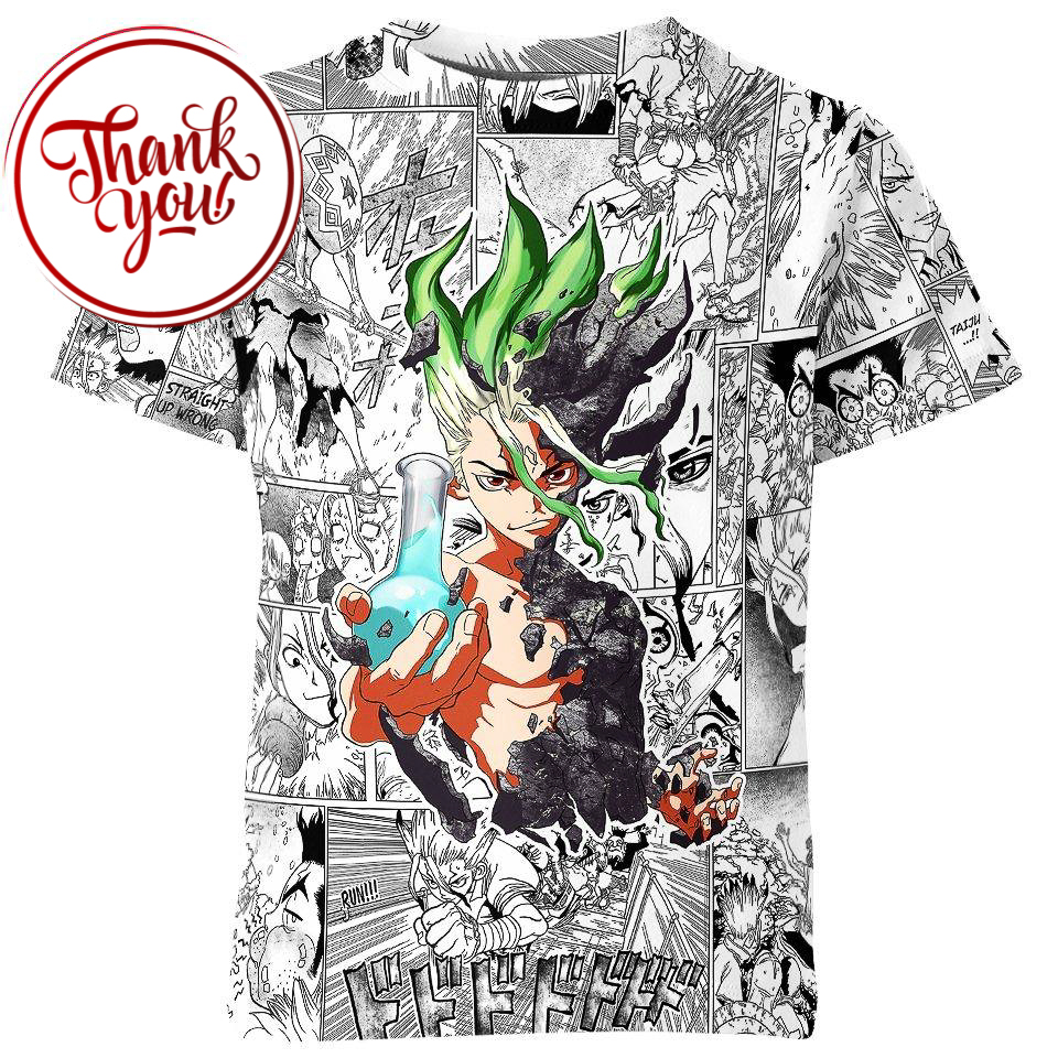 Stone Wars Senku Ishigami Dr Stone Anime 3D Print Unisex T-Shirt