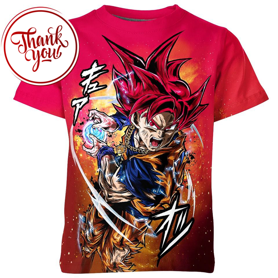 SSJ God Red Goku 3D Print Unisex T-Shirt