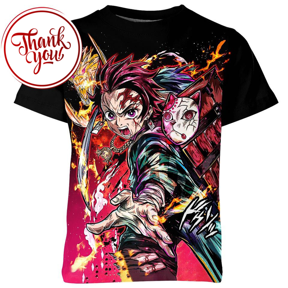 Flaming Slash Tanjiro 3D Print Unisex T-Shirt