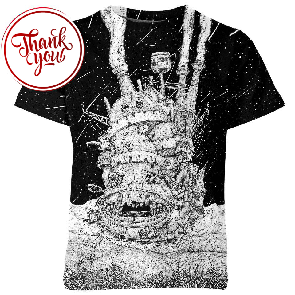 Studio Ghibli Howl's Moving Castle 3D Print Unisex T-Shirt