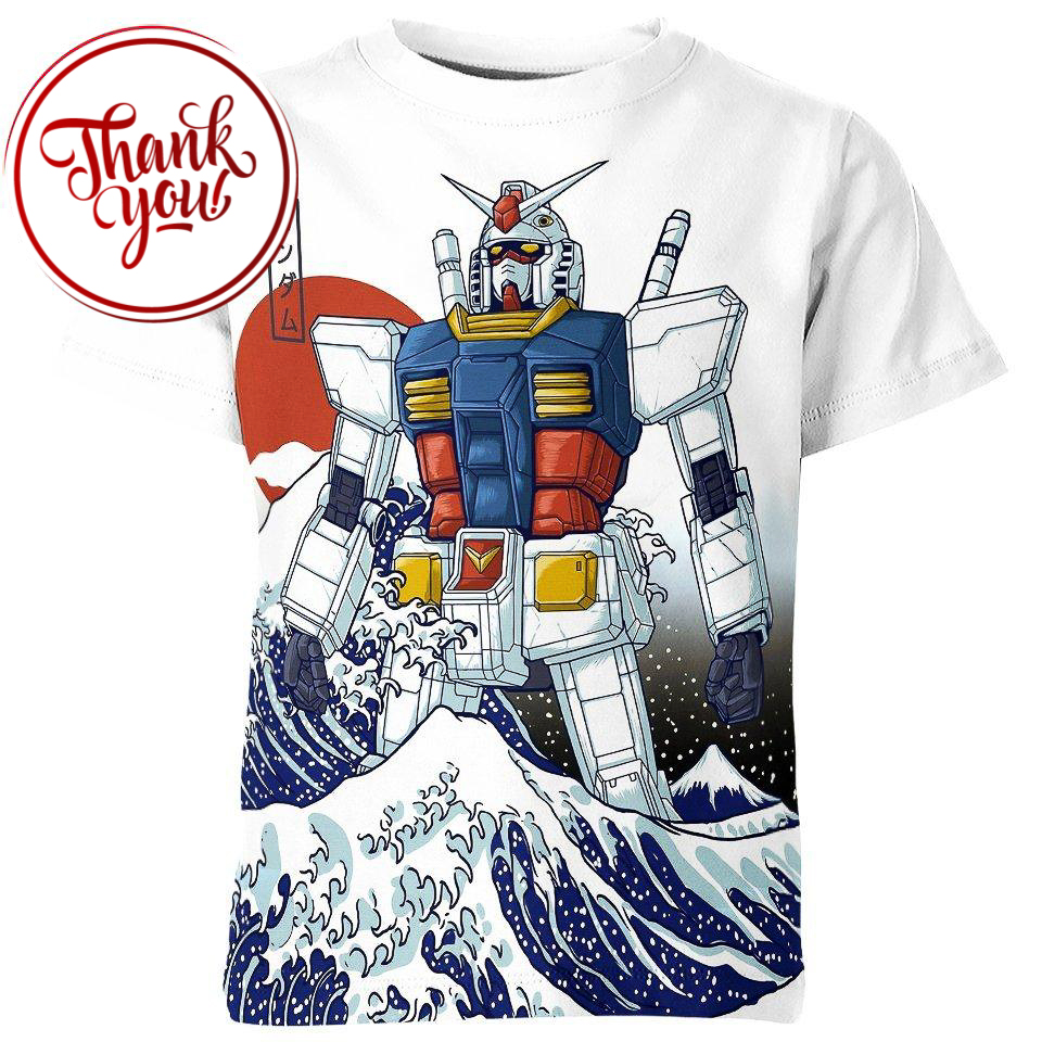 The Great Wave off Kanagawa Gundam 3D Print Unisex T-Shirt
