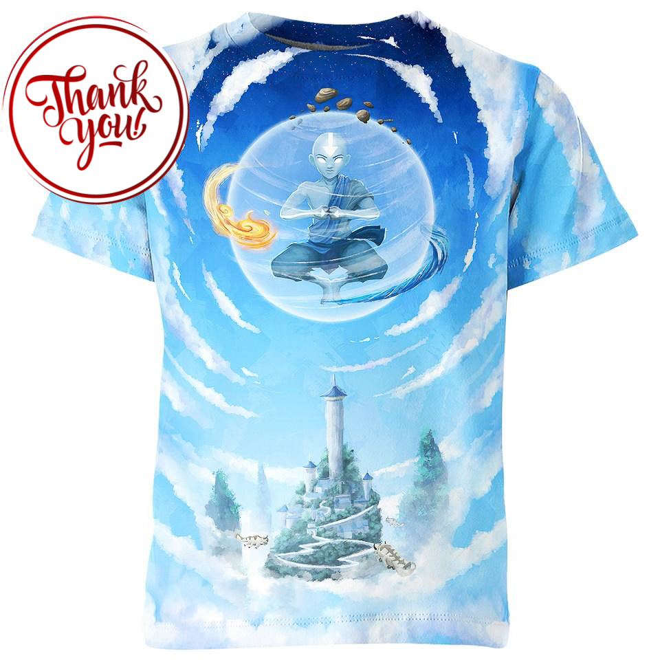 Aang Mastering Elements - Avatar 3D Print Unisex T-Shirt