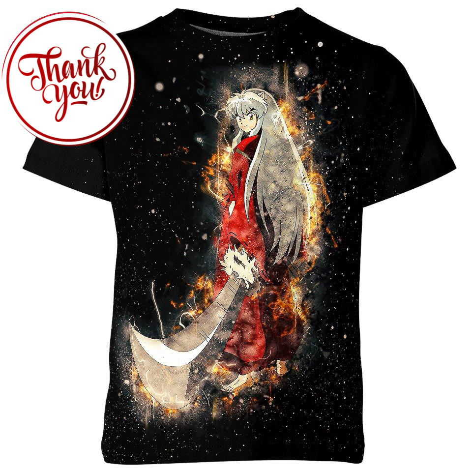 Burning Inuyasha 3D Print Unisex T-Shirt