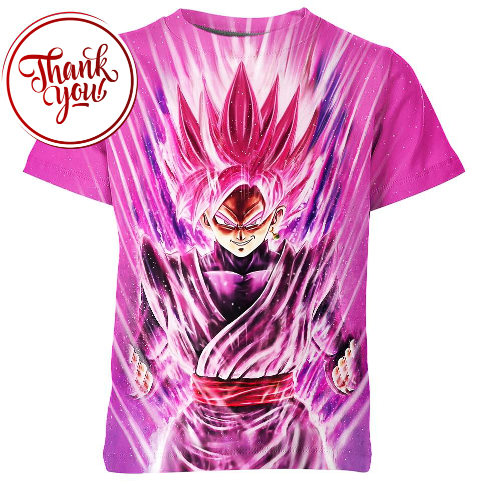 Pink Rose Black Goku 3D Print Unisex T-Shirt