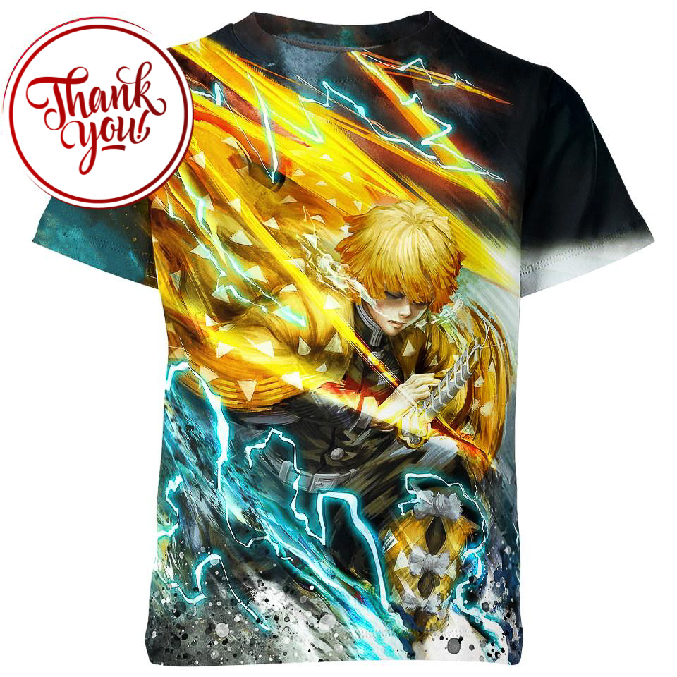 Anger of Agatsuma Zenitsu 3D Print Unisex T-Shirt