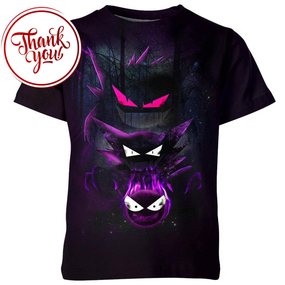 Pokemon Three Gengar 3D Print Unisex T-Shirt