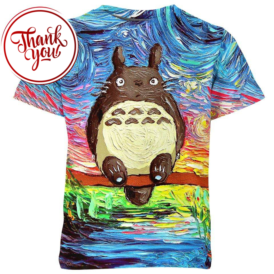 Totoro Van Gogh Style Painting 3D Print Unisex T-Shirt