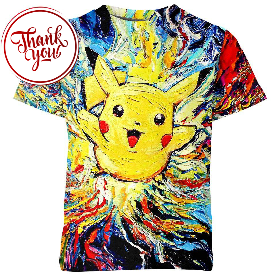 Pikachu Van Gogh Style Painting 3D Print Unisex T-Shirt