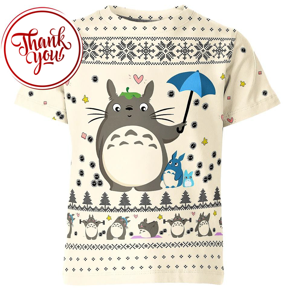 X'mas Friends and Totoro 3D Print Unisex T-Shirt