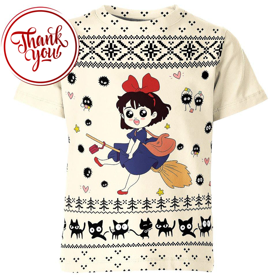 Kiki's Delivery Service X'mas Studio Ghibli 3D Print Unisex T-Shirt