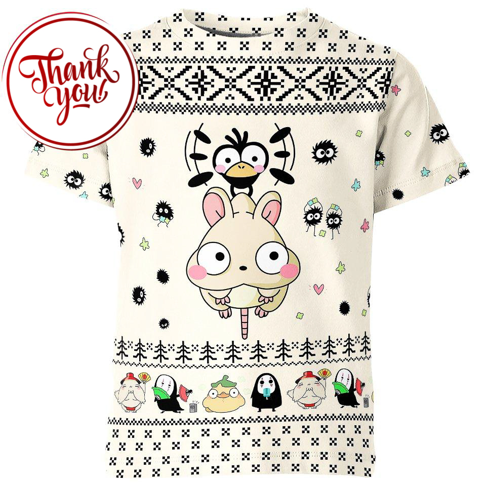 Boh Mouse X'mas Spirited Away 3D Print Unisex T-Shirt