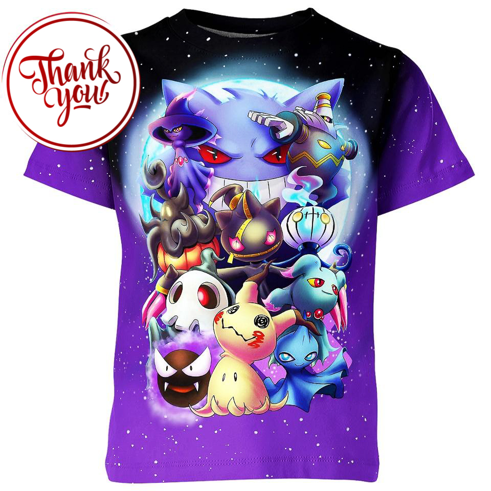 Ghostlymon Pokemon 3D Print Unisex T-Shirt