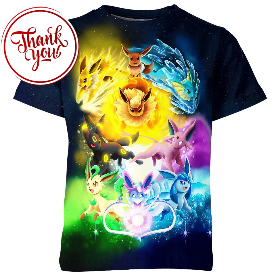 Pokemon Eeveelutions - Eevee 3D Print Unisex T-Shirt