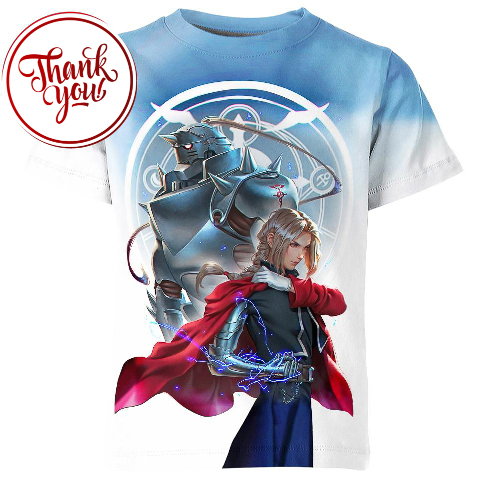 Edward Elric Alphonse Elric Fullmetal Alchemist 3D Print Unisex T-Shirt