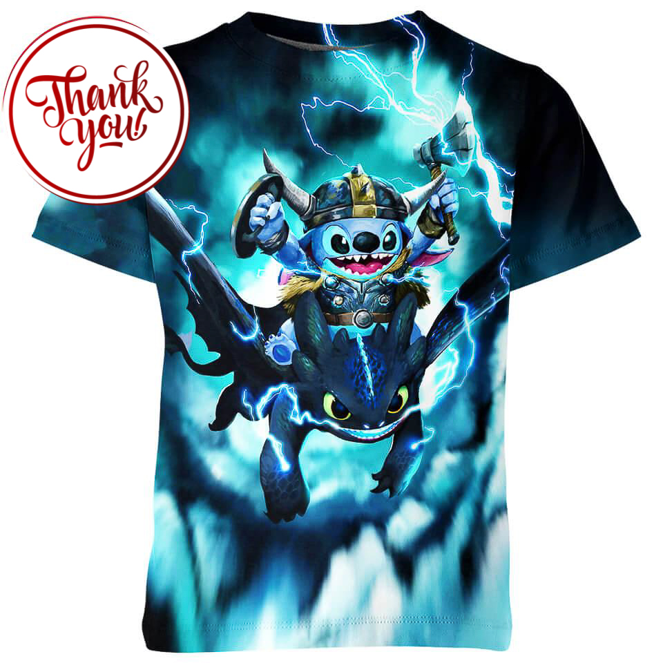Toothless and Stitch 3D Print Unisex T-Shirt