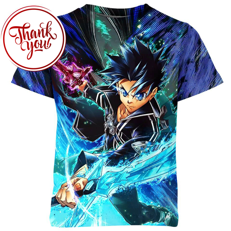 Dual Swords Kirito Sword Art Online 3D Print Unisex T-Shirt