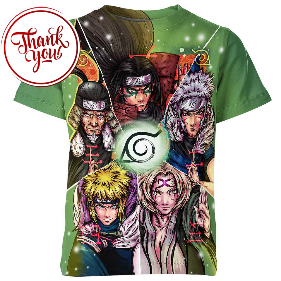 Hokages Naruto 3D Print Unisex T-Shirt