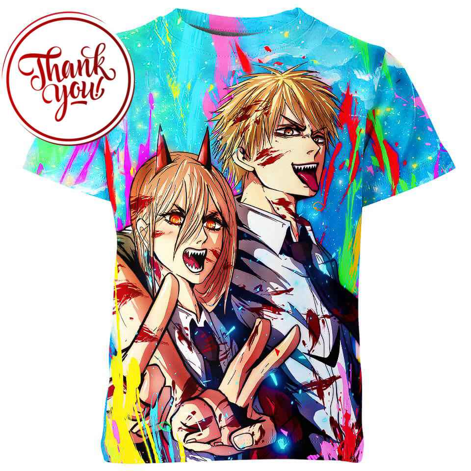 Denji & Power - Chainsaw Man 3D Print Unisex T-Shirt