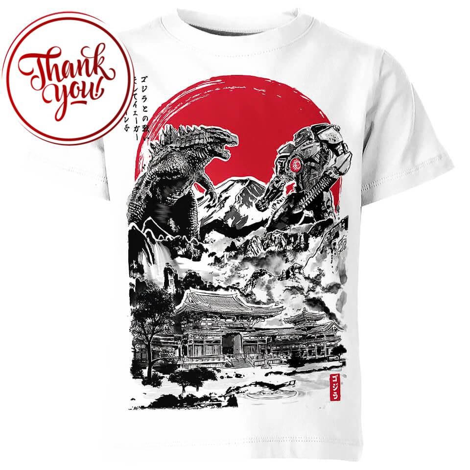 Attack on Japanese Temple - Godzilla 3D Print Unisex T-Shirt