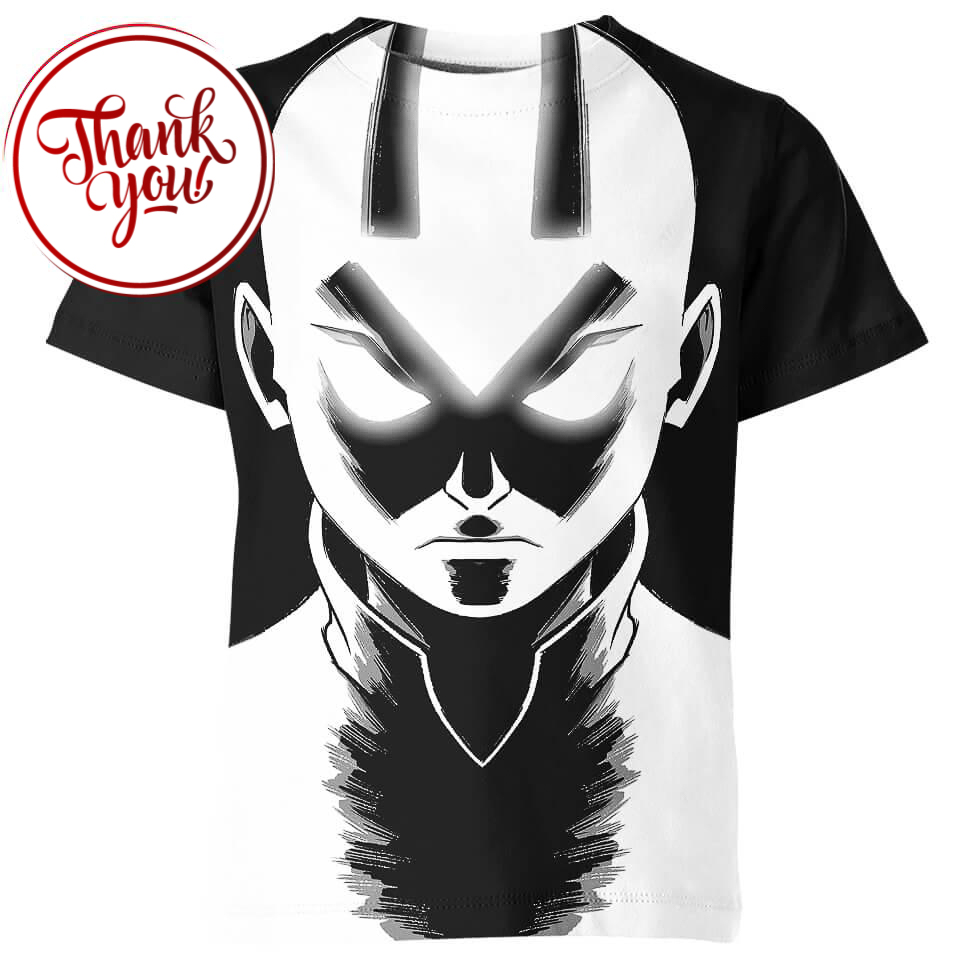 Black and White Aang Avatar 3D Print Unisex T-Shirt