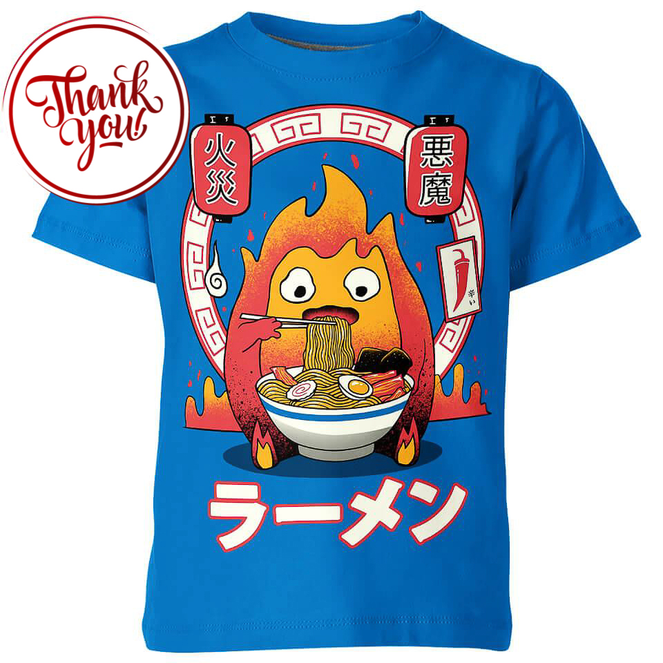 Fire Ramen Howl's Moving Castle 3D Print Unisex T-Shirt