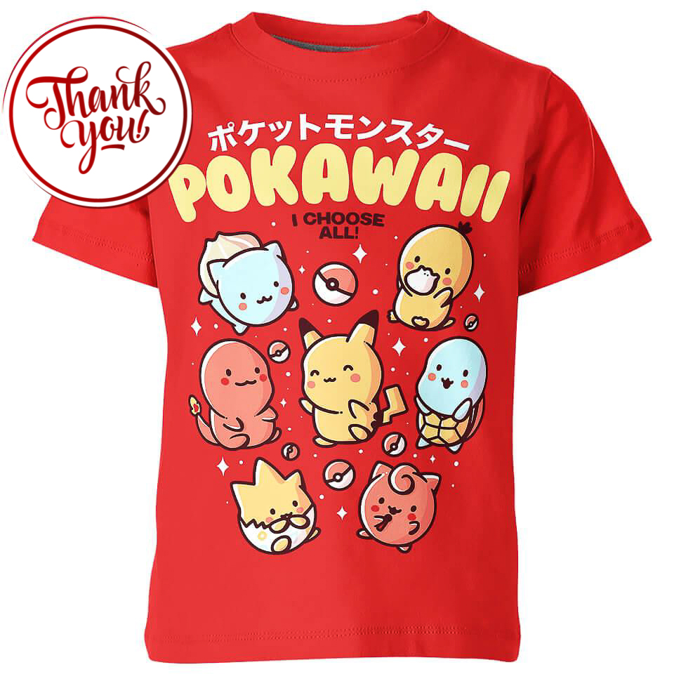 Pokawaii Pokemon 3D Print Unisex T-Shirt