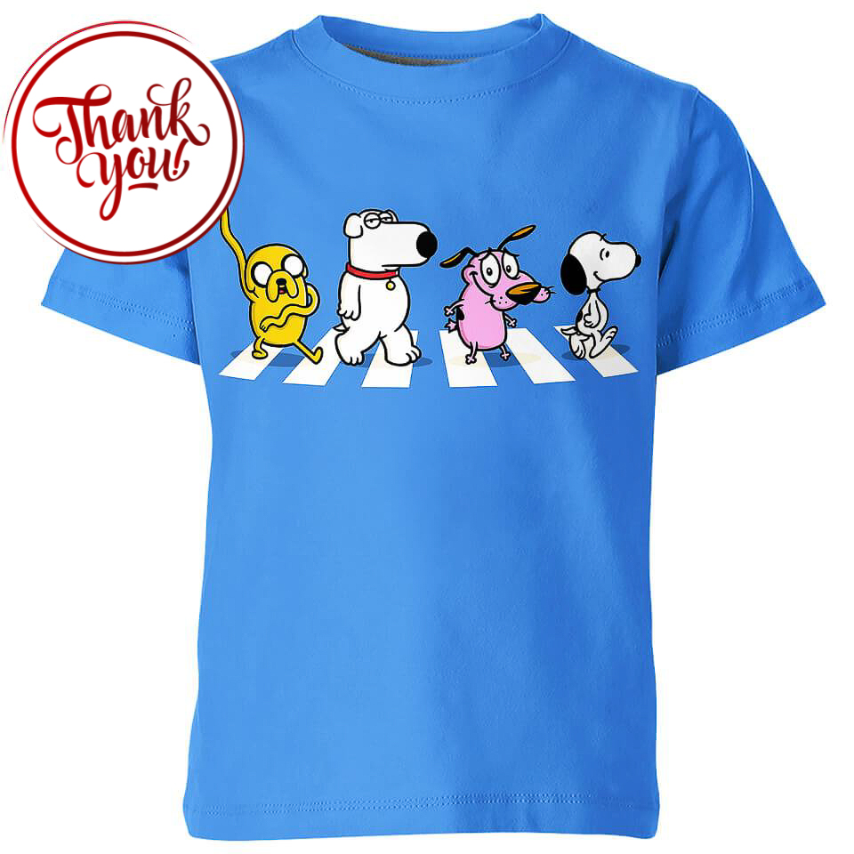 Dogs on Abbey Road Cartoon 3D Print Unisex T-Shirt