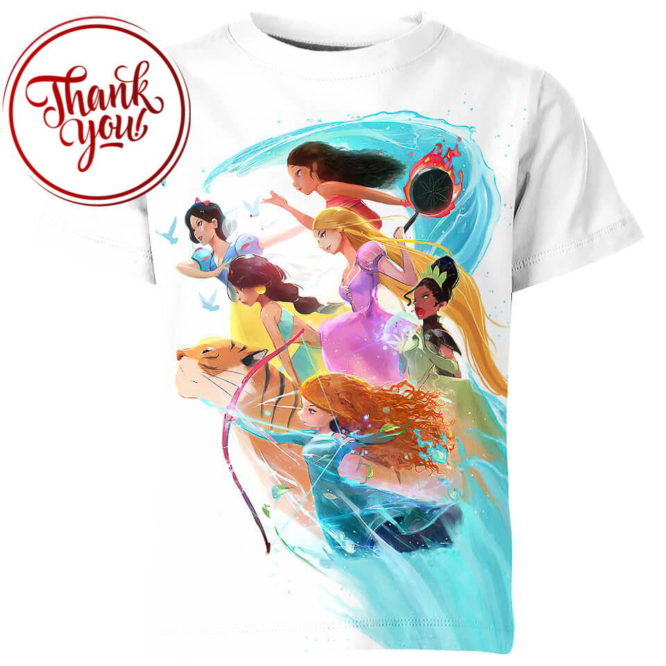 Lovely Princess Cartoon 3D Print Unisex T-Shirt